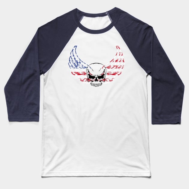 US Flag Skull T Shirt Baseball T-Shirt by Kibria1991